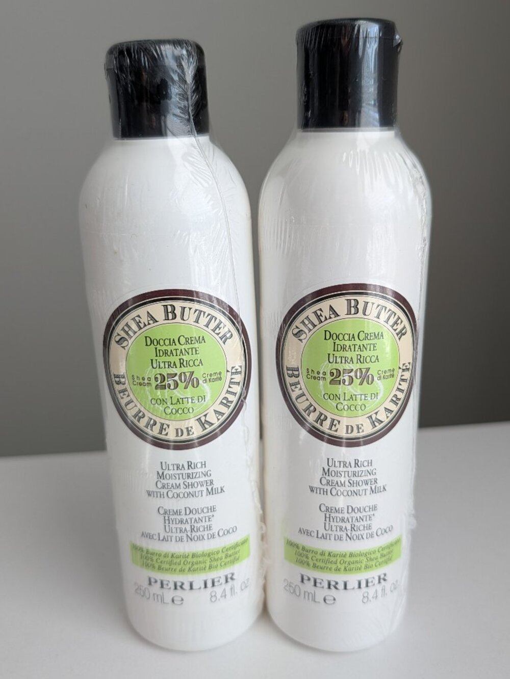 Perlier Shea Butter COCONUT MILK Ultra Rich Cream SHOWER 8.4oz Lot of 2 SEALED